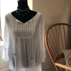 Boho, gauzy white blouse